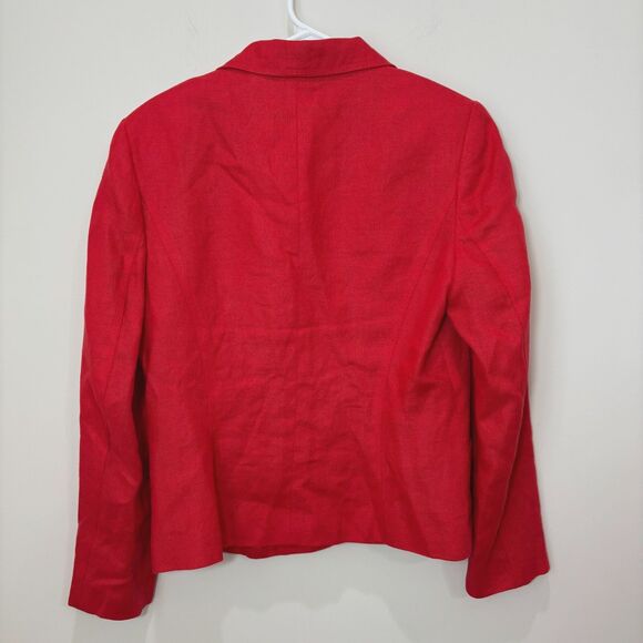 VTG Talbots Irish Linen Blazer Jacket Red 8 Career Lightweight Spring Classic - Picture 5 of 9